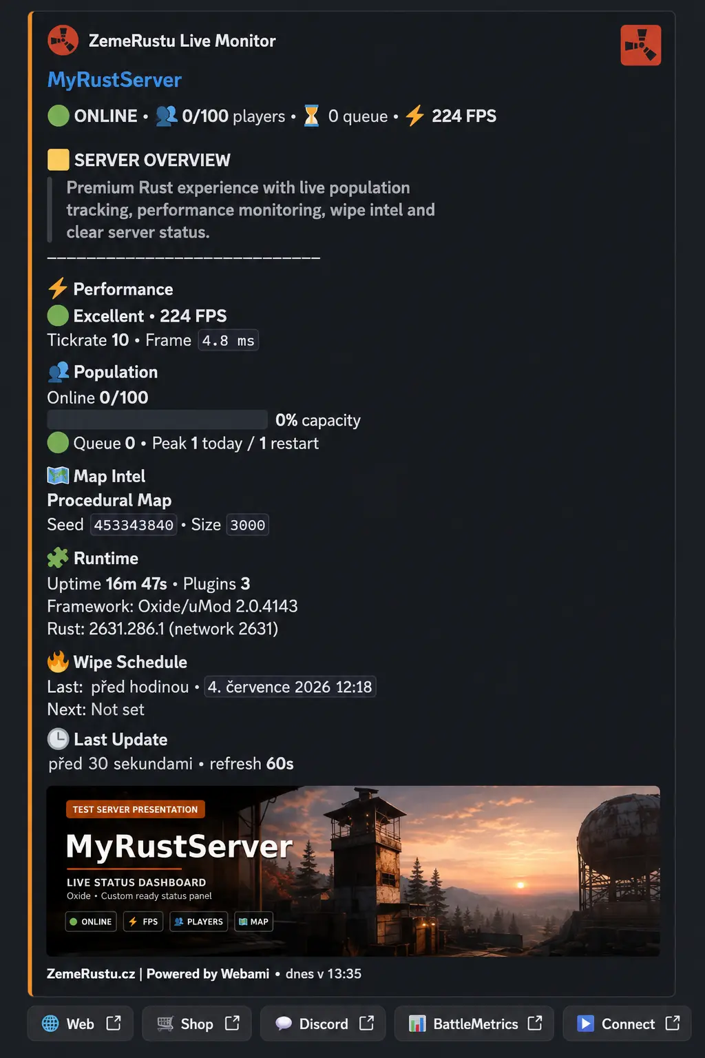 Discord Status detail panelu