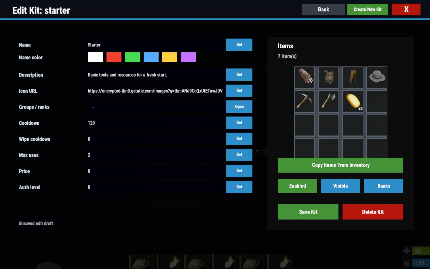 Kits detail a claim