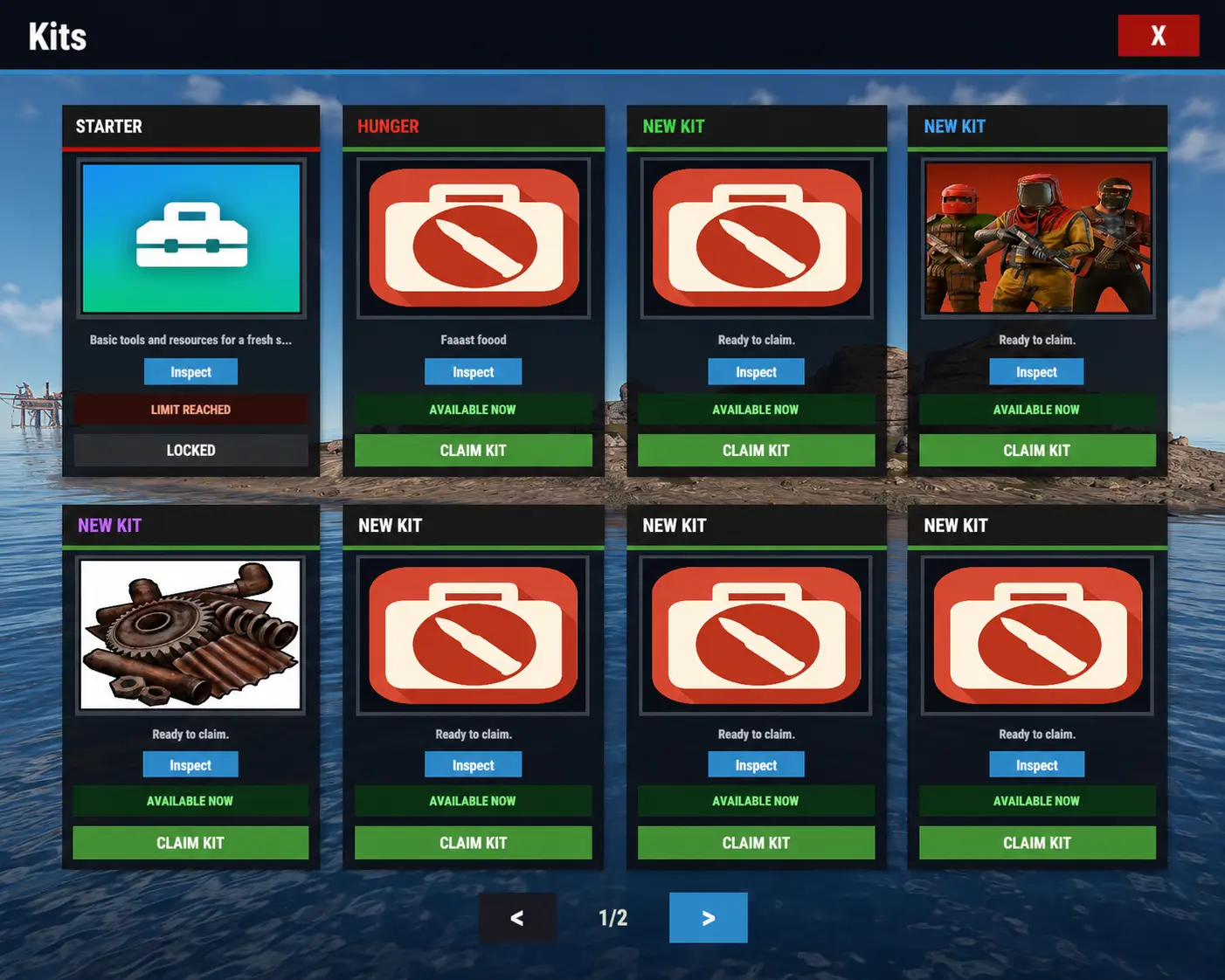 Kits menu ve hře